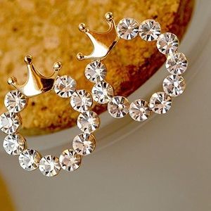 ! Crown rhinestone earrings 3 for $15